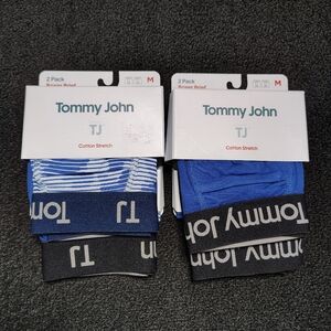 Tommy John Cotton Stretch 4 Inch Inseam Boxer Briefs Men's Medium 2 Pack Lot NEW